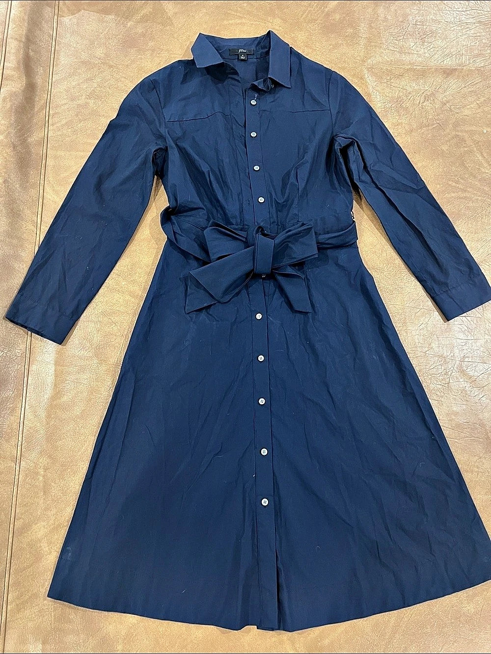J.Crew Belted shirt-dress Blue Button-Front Tie-Waist Midi Dress Like New